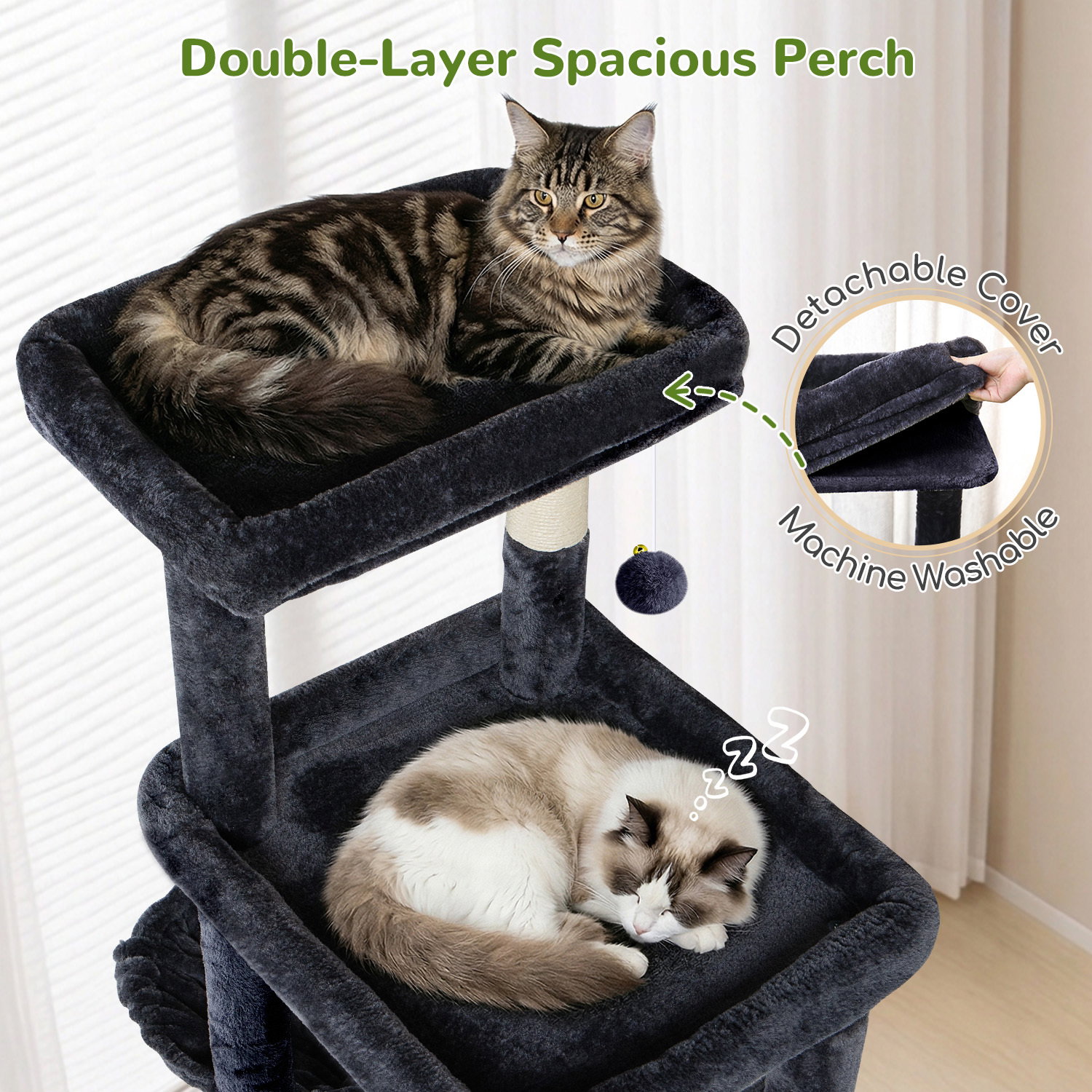 S84D Tall Cat Tree(Dark Grey,84-inch)