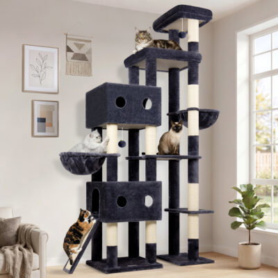 S84D Tall Cat Tree(Dark Grey,84-inch)