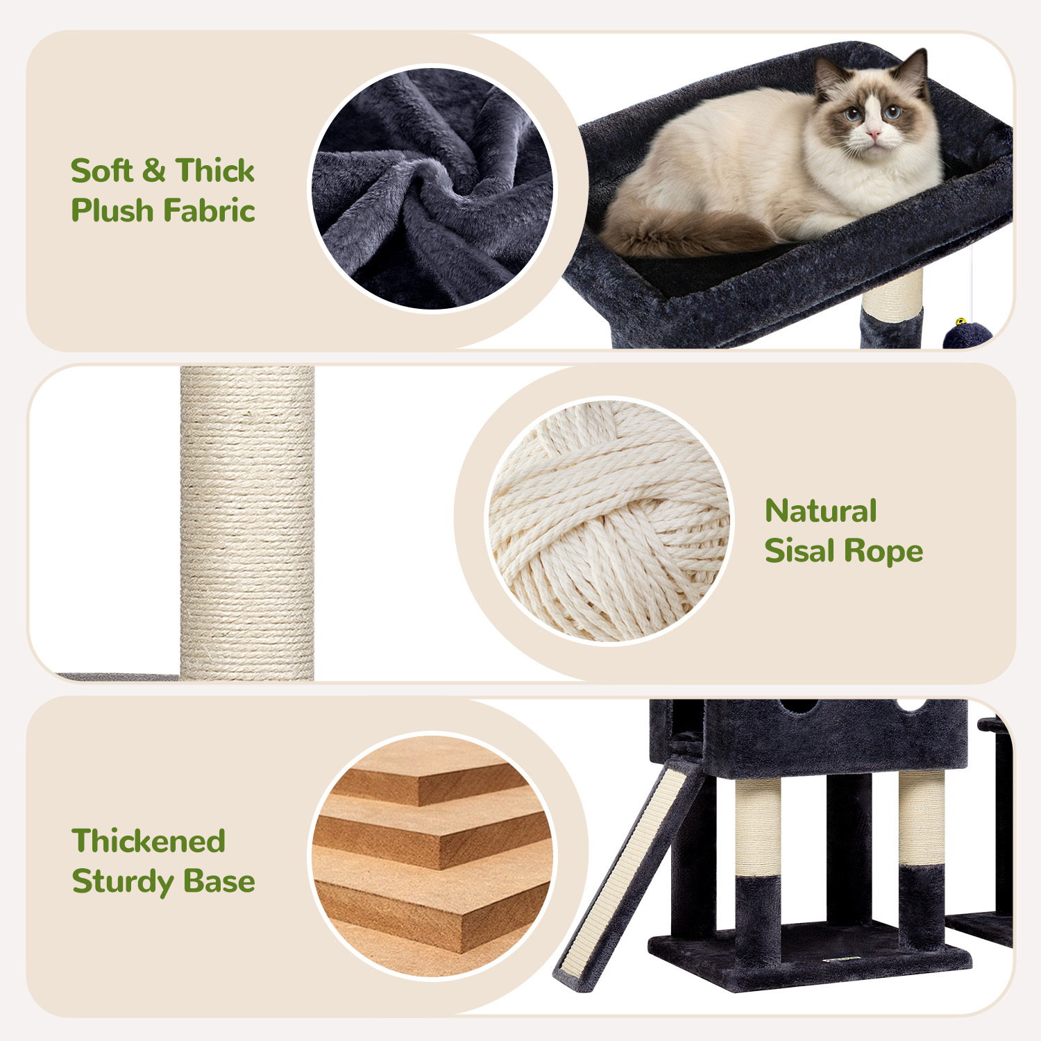 S84D Tall Cat Tree(Dark Grey,84-inch)