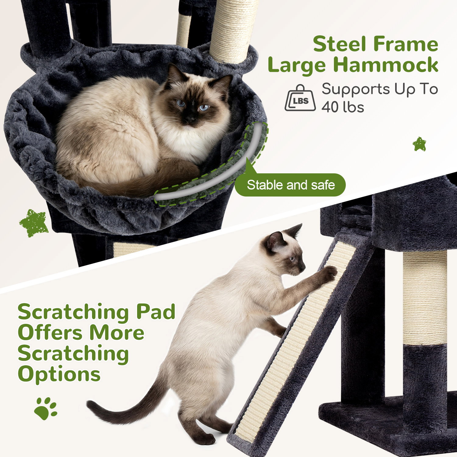 S84D Tall Cat Tree(Dark Grey,84-inch)