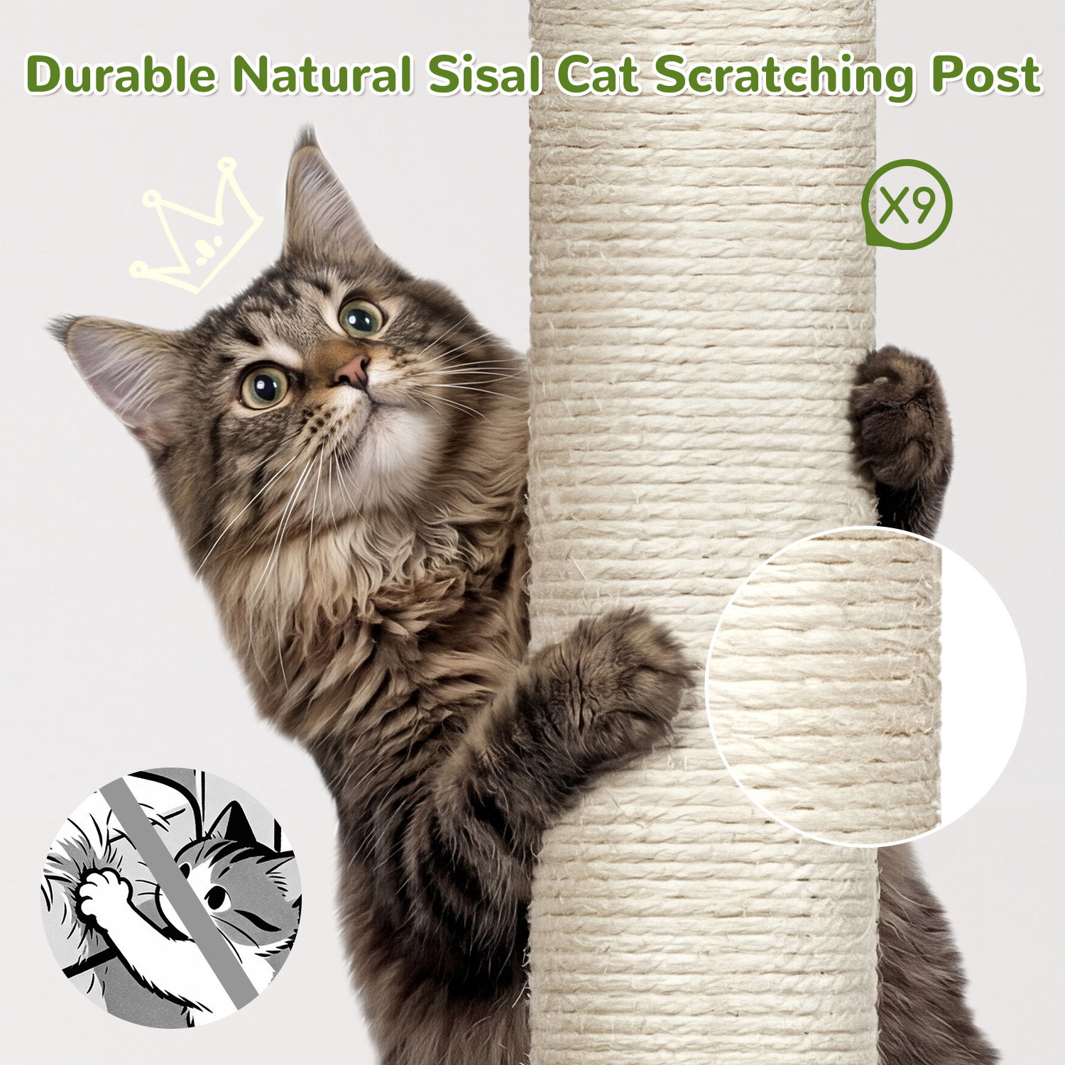 S84D Tall Cat Tree(Light Grey,84-inch)