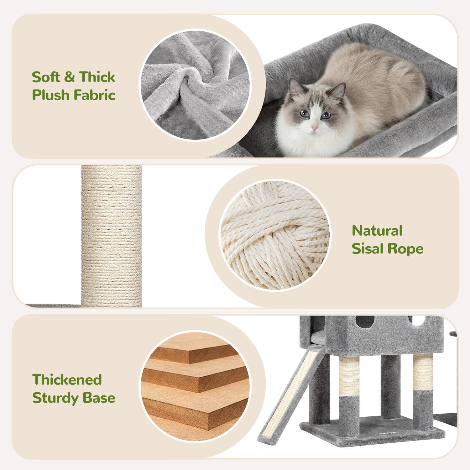 S84D Tall Cat Tree(Light Grey,84-inch)