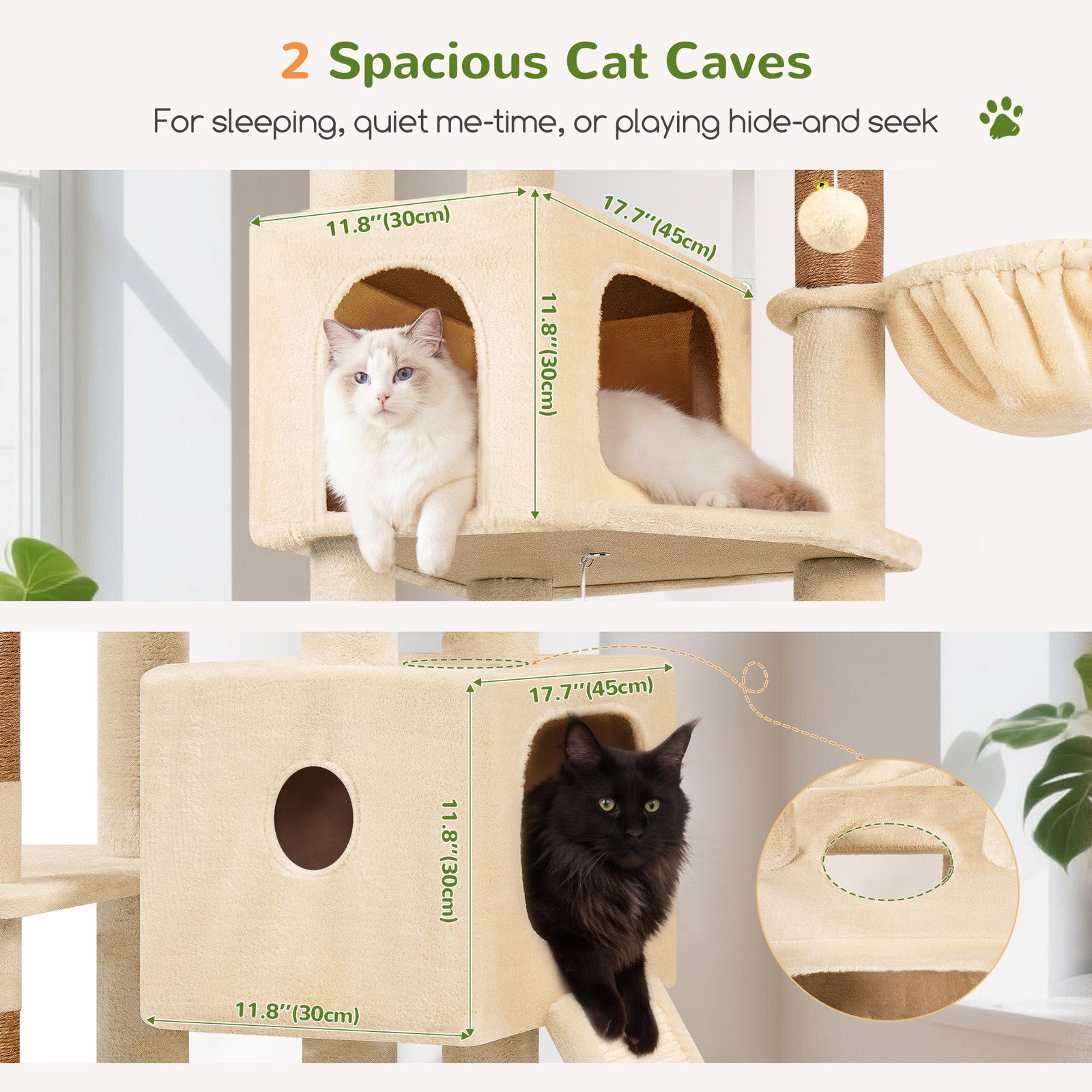 F80G Tall Cat Tree(Beige,80-inch)