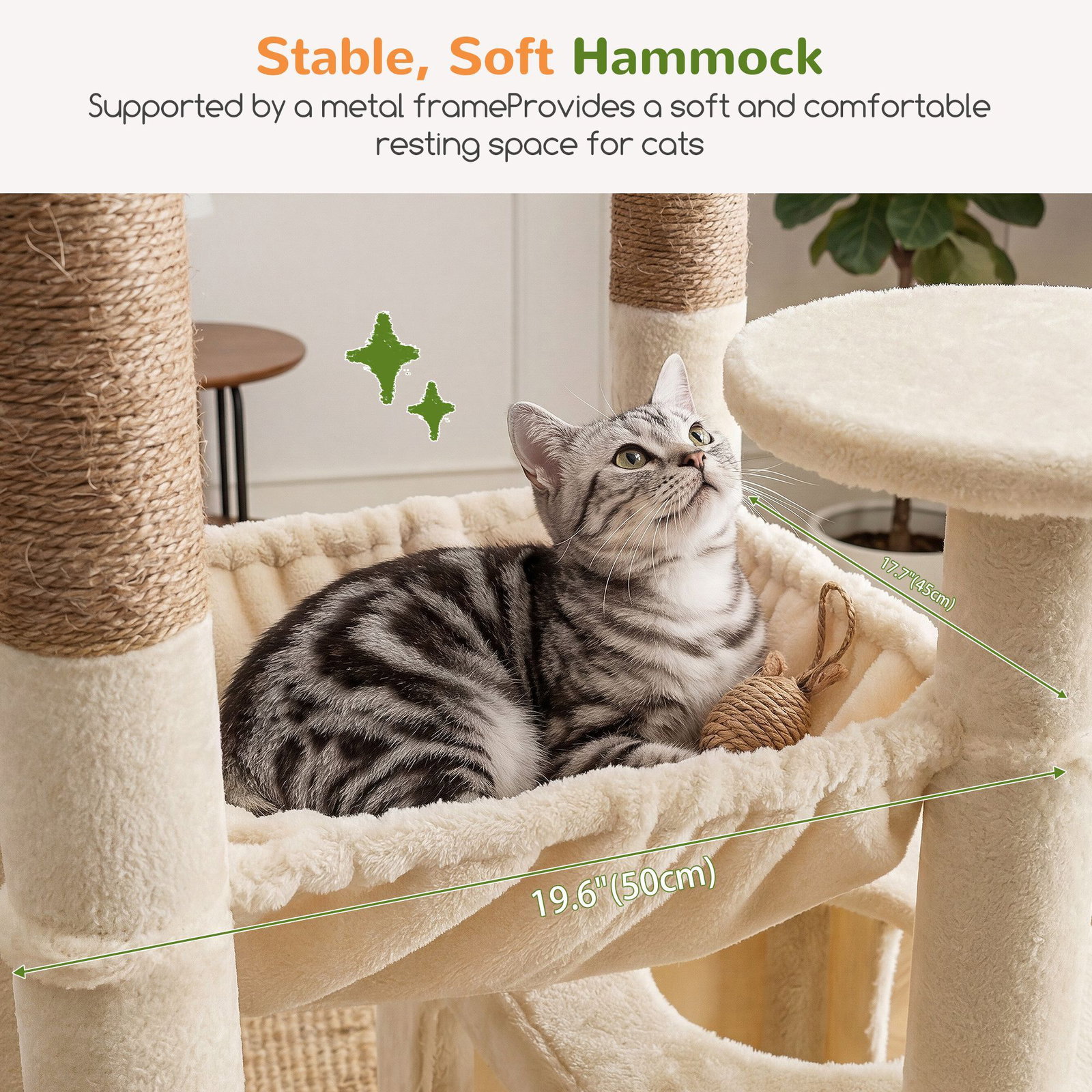 F80G Tall Cat Tree(Beige,80-inch)
