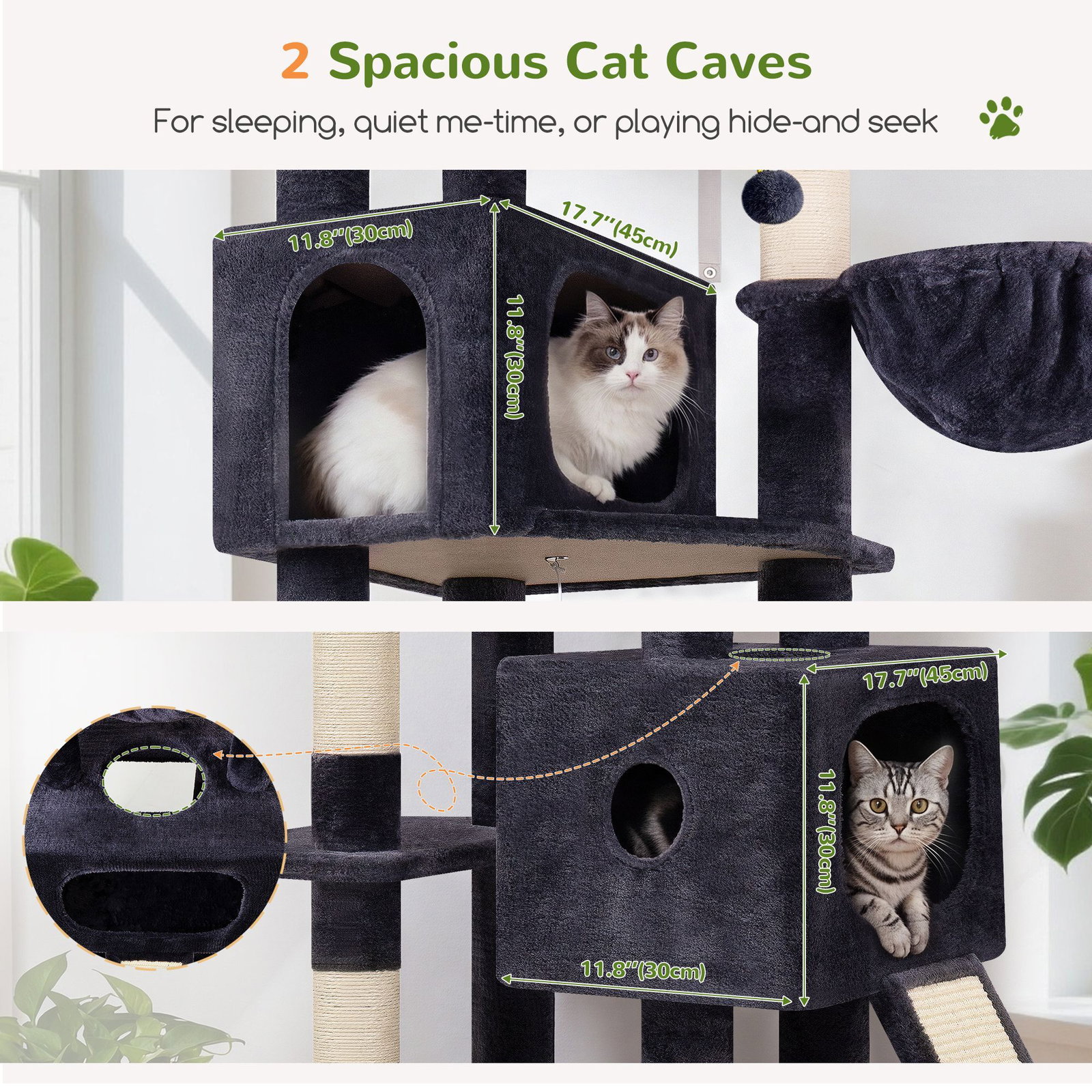 F80G Tall Cat Tree(Dark Grey,80-inch)