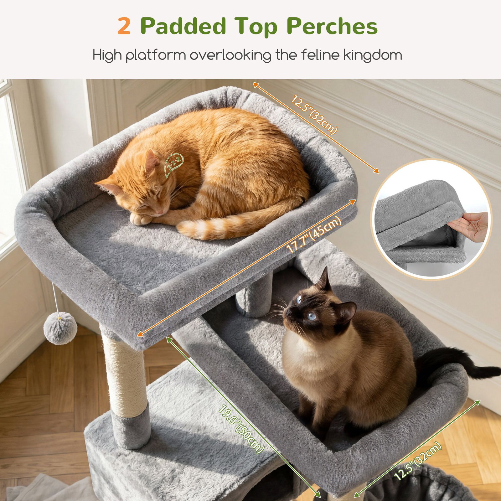 F80G Tall Cat Tree(Light Grey,80-inch)