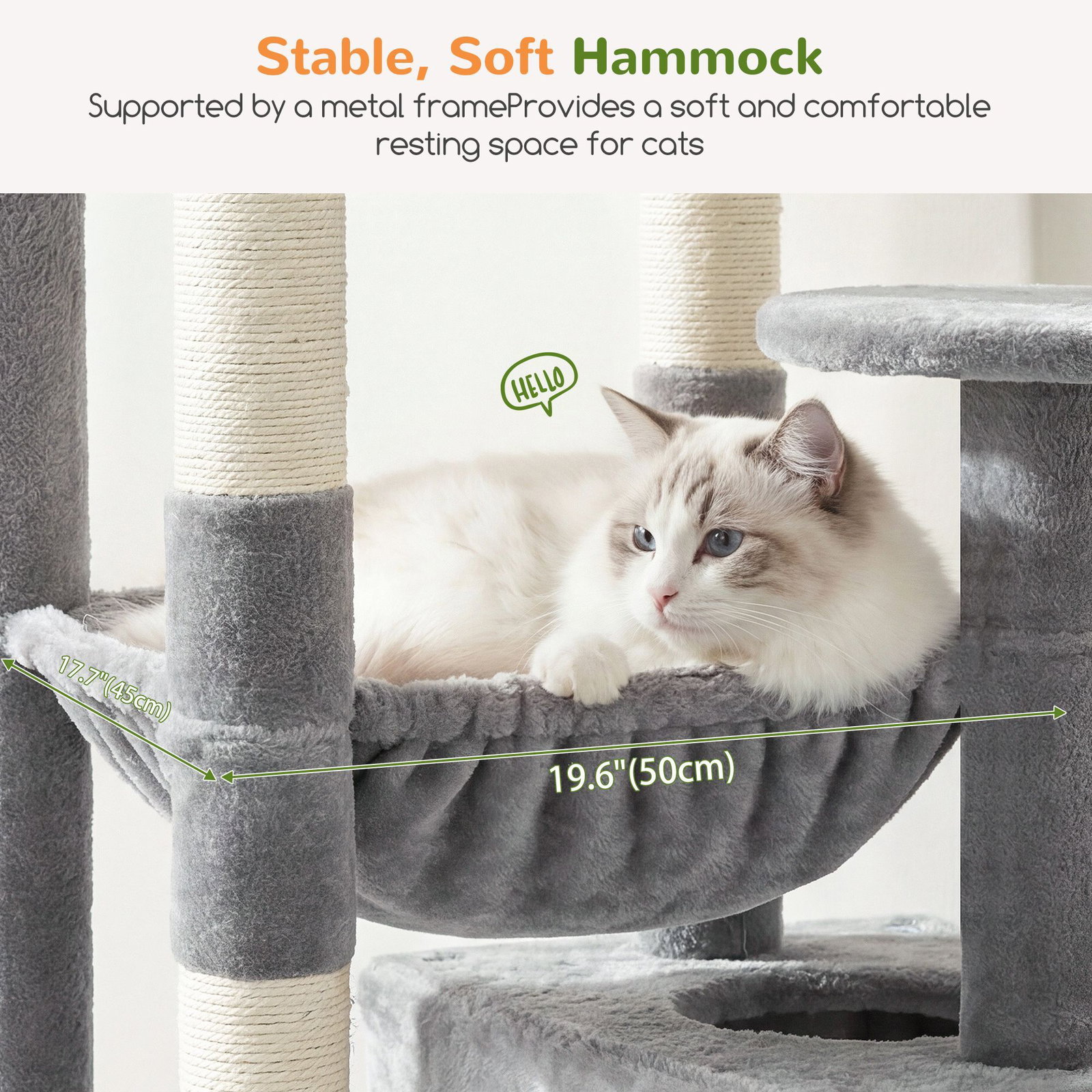F80G Tall Cat Tree(Light Grey,80-inch)