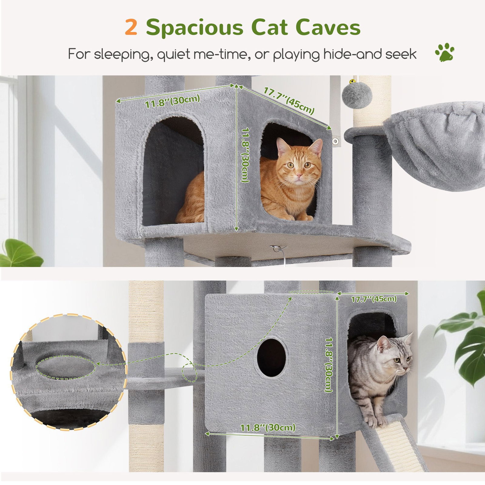 F80G Tall Cat Tree(Light Grey,80-inch)