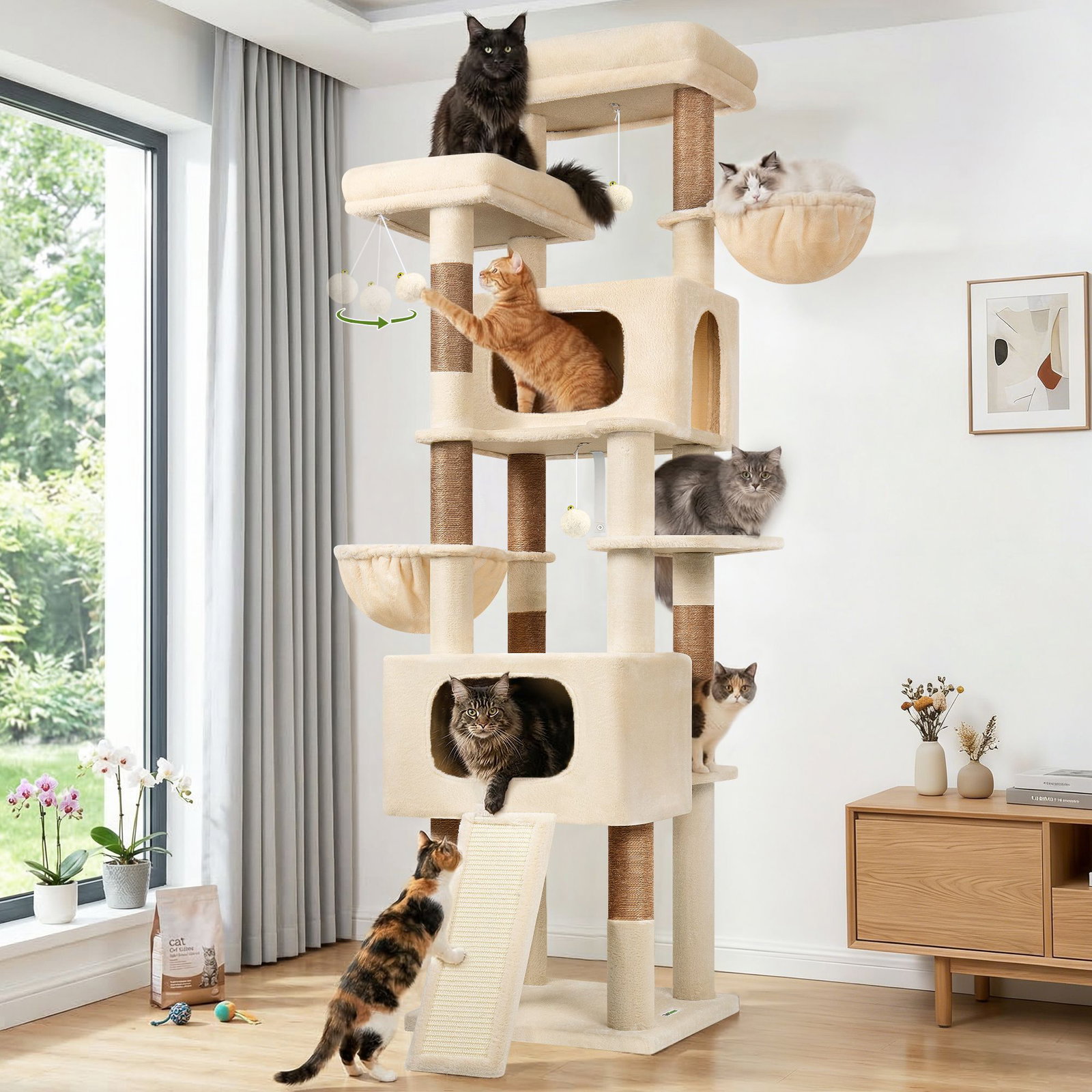 S77E Cat Tower(Beige,77-inch)