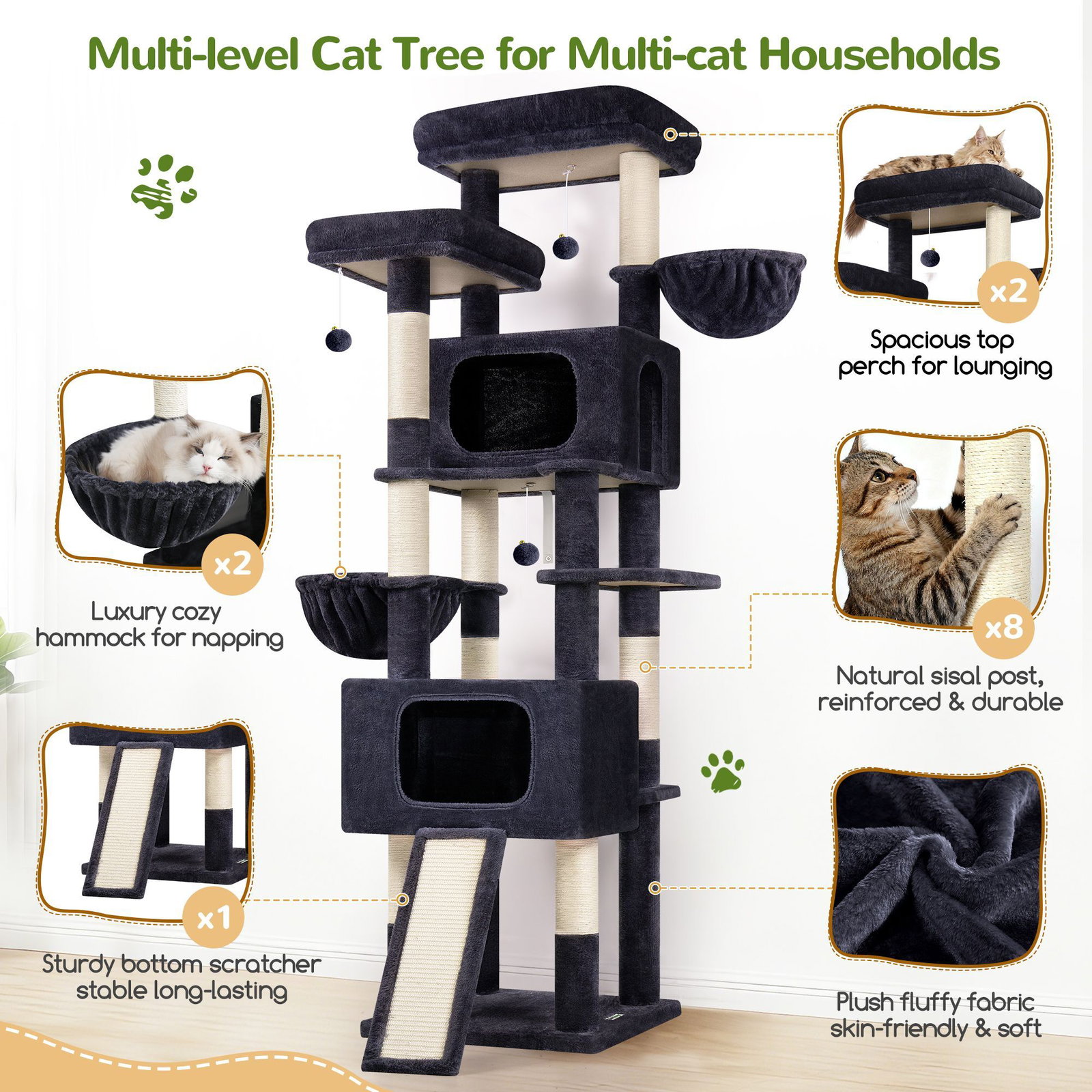 S77E Cat Tower(Dark Grey,77-inch)