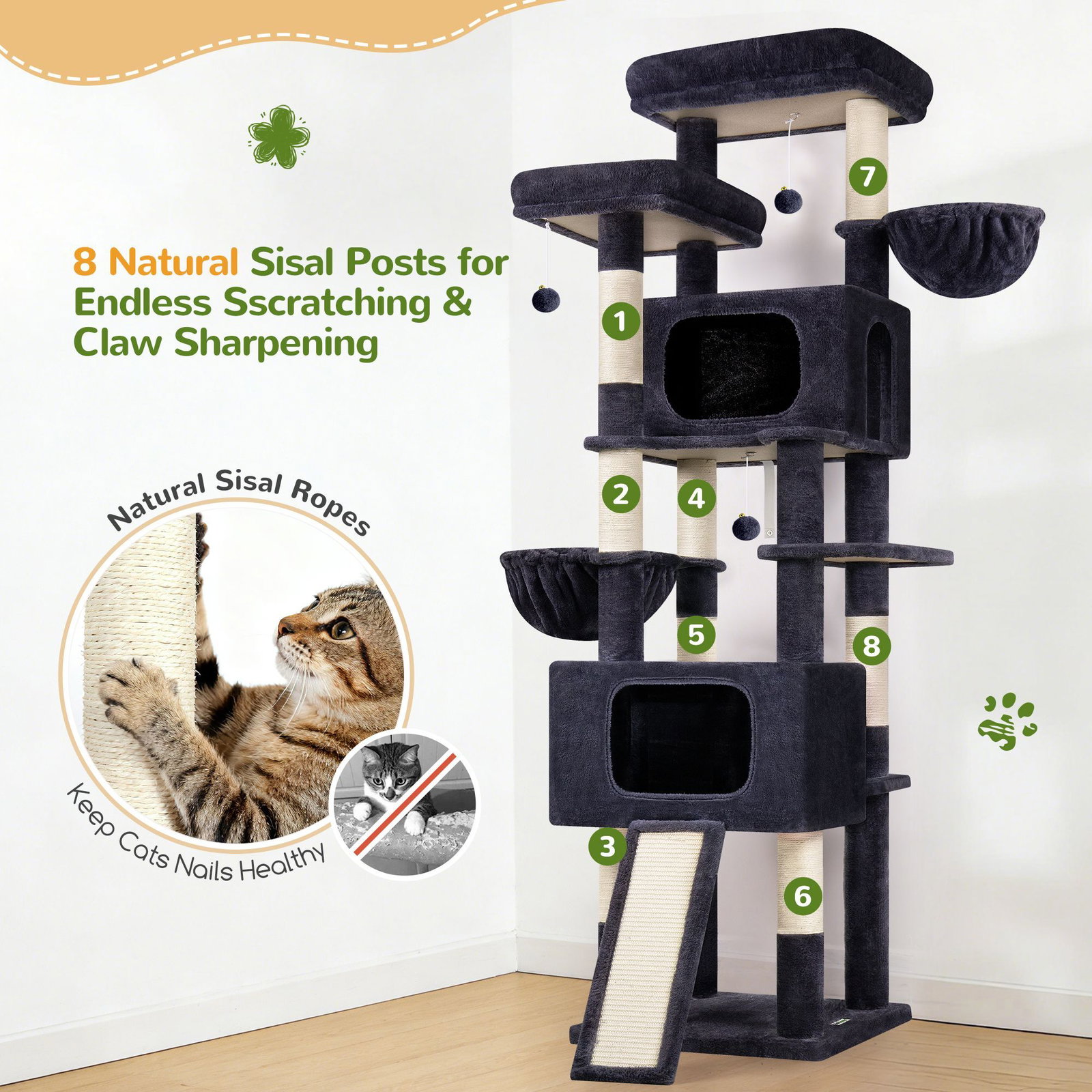 S77E Cat Tower(Dark Grey,77-inch)