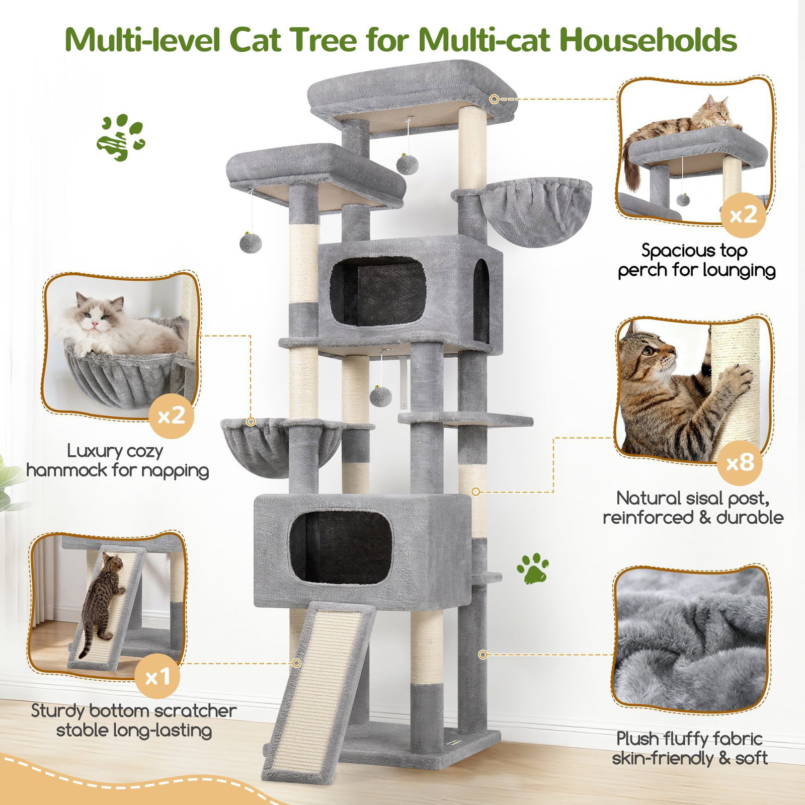 S77E Cat Tower(Light Grey,77-inch)