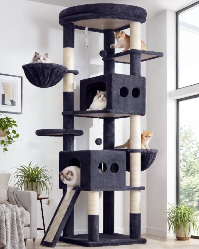 S74G Tall Cat Tree(Dark Grey,74-inch)