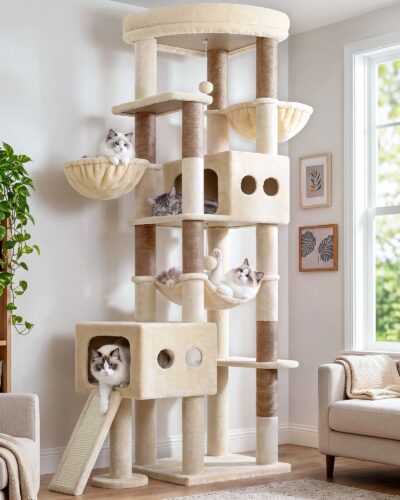 S81G Tall Cat Tree(Beige,81-inch)