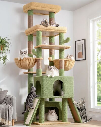 Z78 Tall Cat Tree(Cactus Green,78-inch)