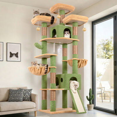 F83D Cat Tree For Large Cats(Cactus Green,83-inch)