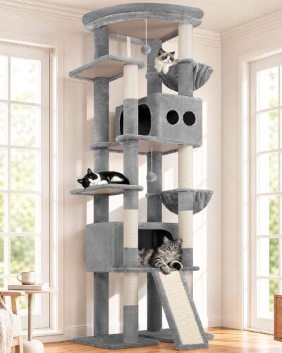 S84E Cat Tree(Light Grey,84-inch)