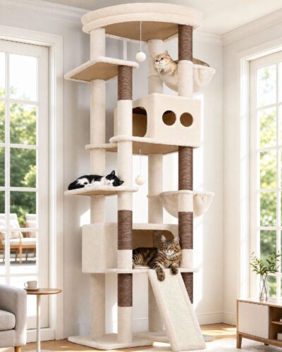 S84E Cat Tree(Beige,84-inch)