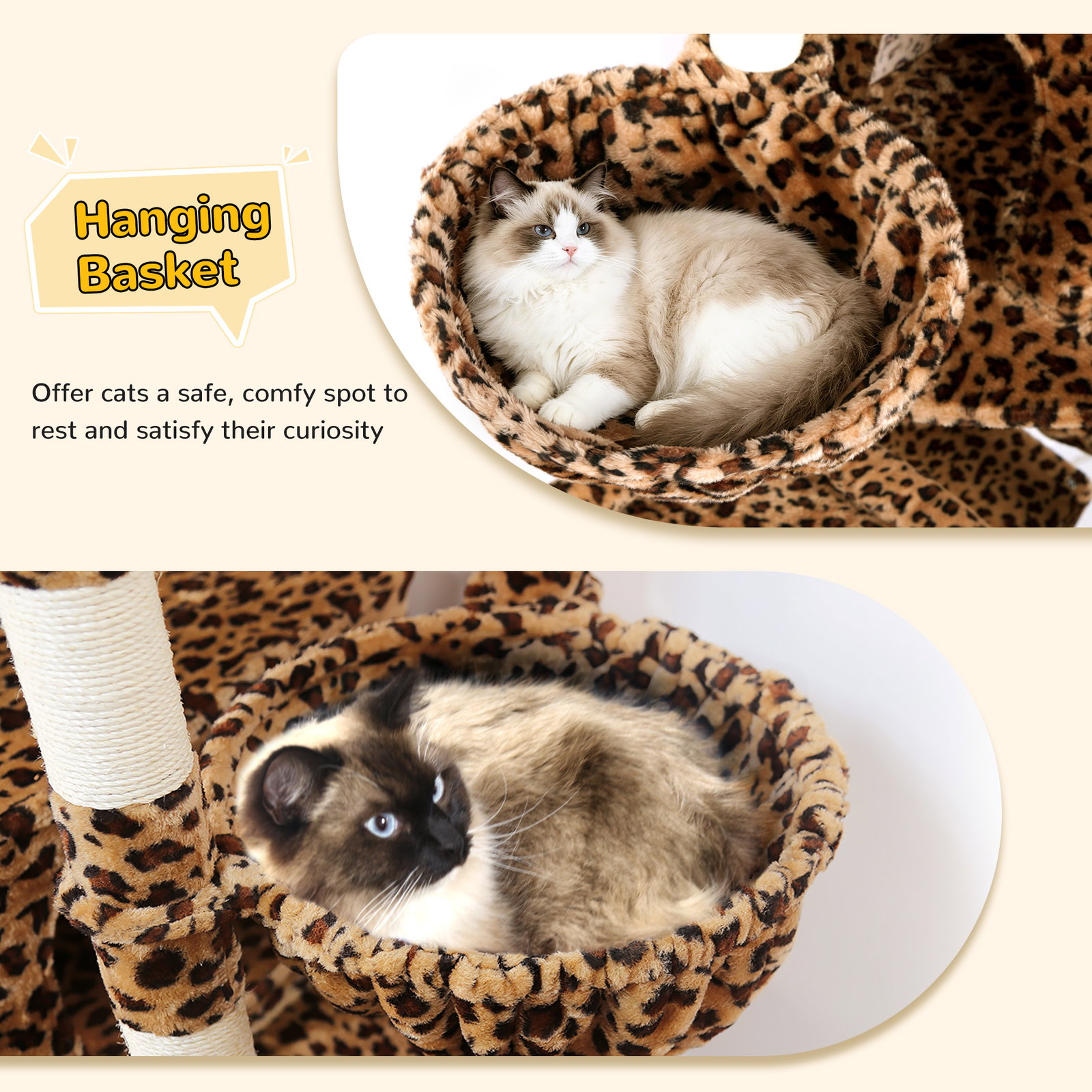S78 Cat Tower With Scratching Post(Leopard Print,78-inch)