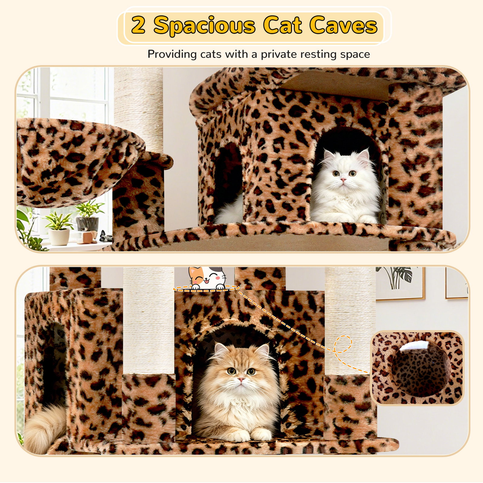S78 Cat Tower With Scratching Post(Leopard Print,78-inch)
