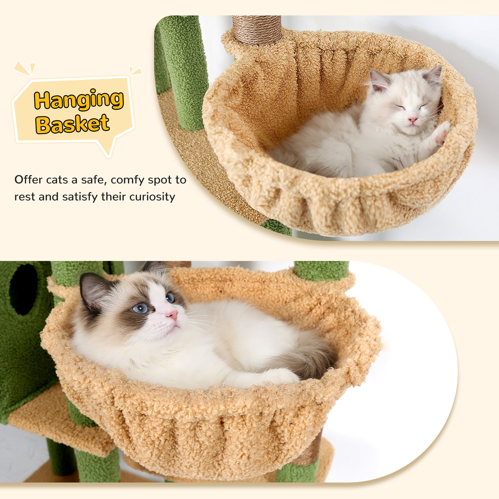 S78 Cat Tower With Scratching Post(Cactus Green,78-inch)