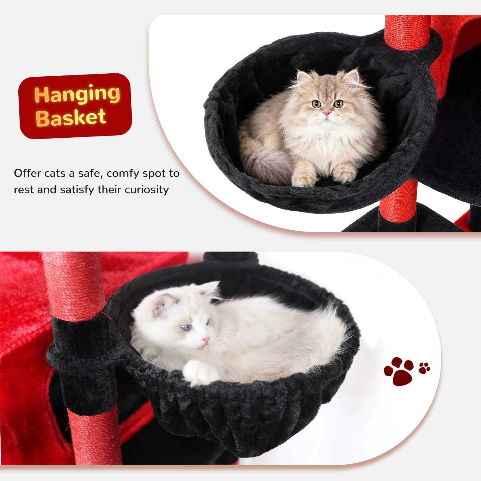 S78 Cat Tower With Scratching Post(Gothic Red Black,78-inch)