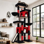 S78 Cat Tower With Scratching Post(Gothic Red Black,78-inch)