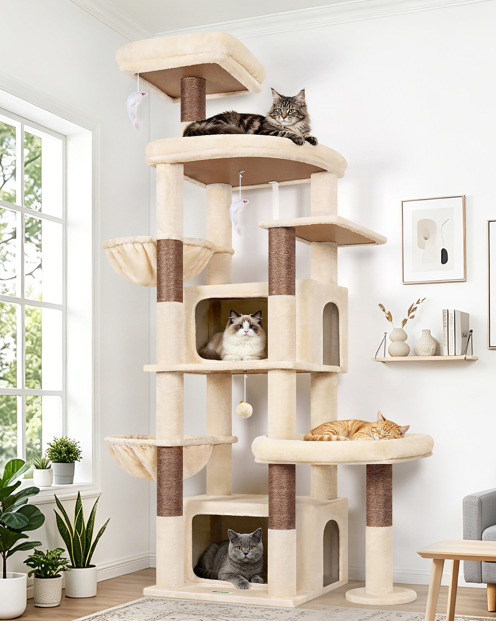S75 Cat Tree Tower(Beige,75-inch)