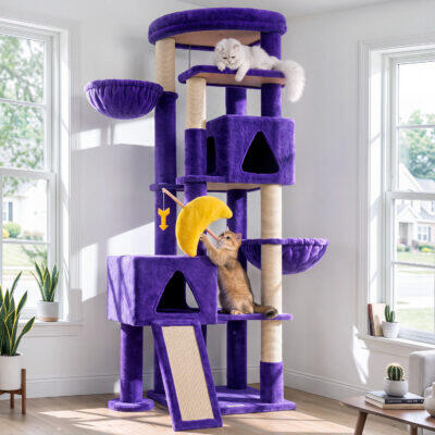 Z74 Sagittarius Tall Cat Tree for Active Cats (Purple, 74-inch)